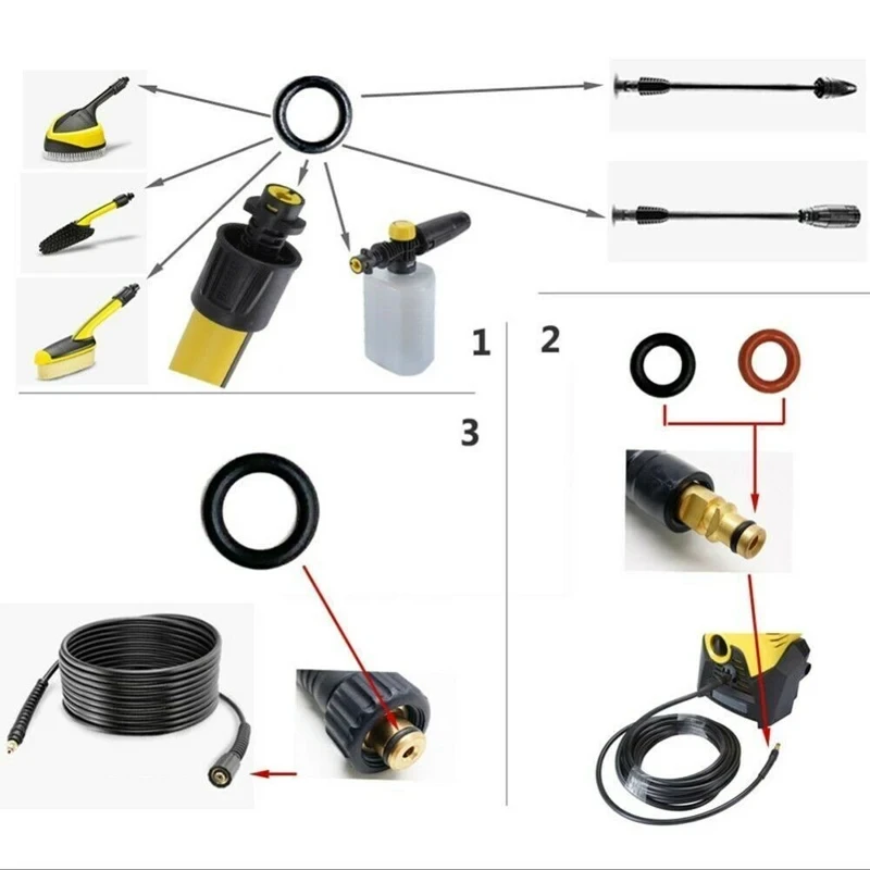 Pressure Washer Nozzle O Ring Seal Set 2.640-729.0 For Karcher K2 K3 K4 K5 K6 K7 O Rubber Rings Washing Tool