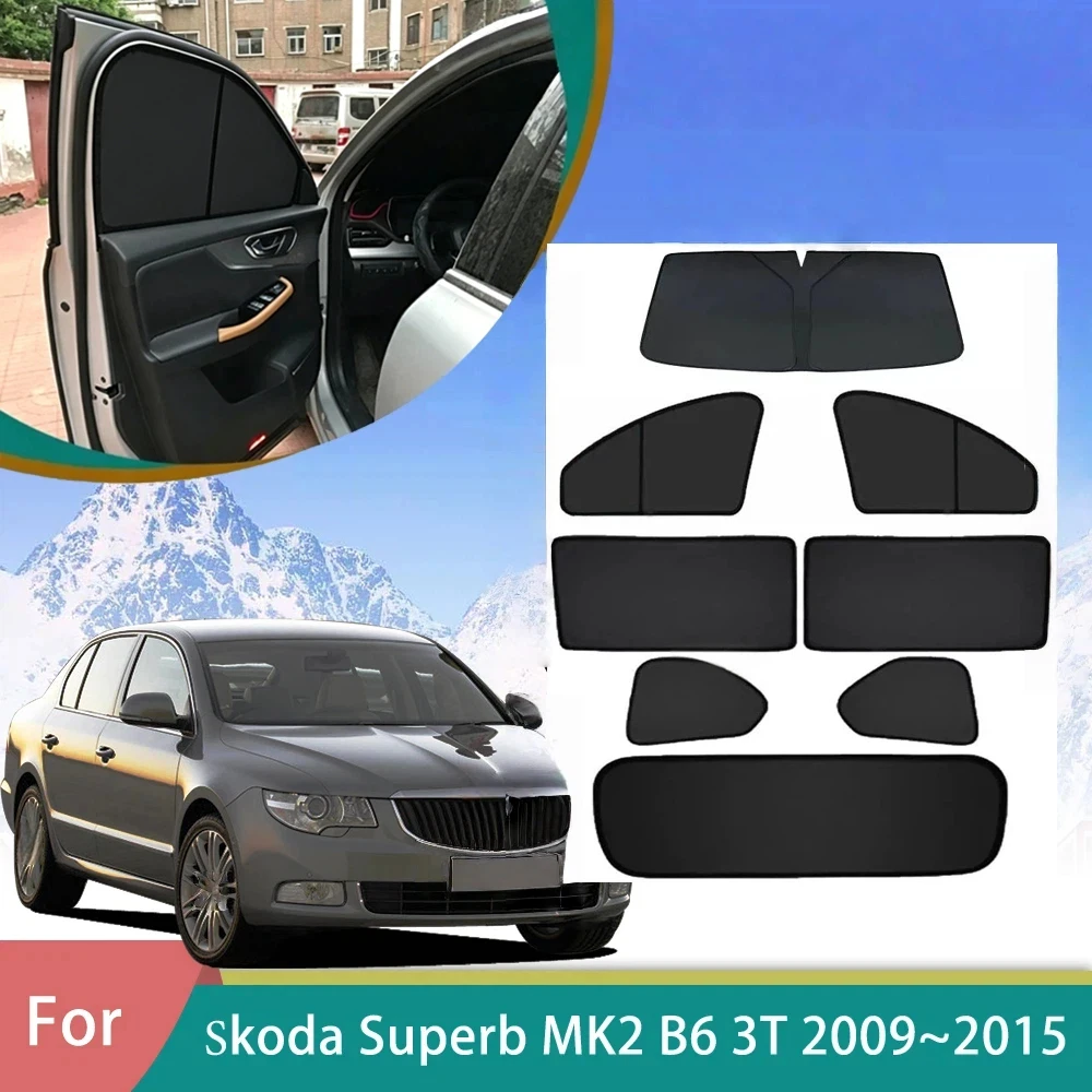 For Skoda Superb 2 MK2 B6 3T 2009~2015 2011 Window Curtains Sunshade Shading Privacy Shading Visor Car Auto Part