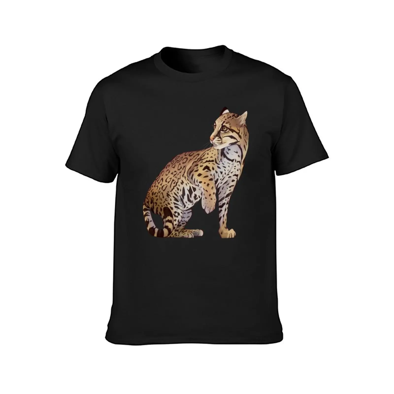 Ocelot T-Shirt kawaii clothes hippie clothes anime clothes tops Men's cotton t-shirt