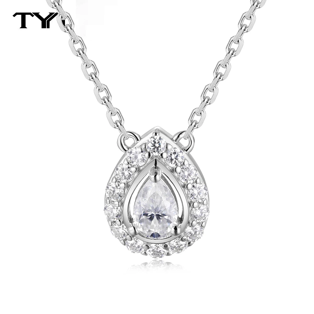 

Ожерелье-чокер TYYL с муассанитом в форме груши, из серебра 925 пробы, для вечеринок и свадеб, с подвесками-каплями, для женщин, свадебные украшения