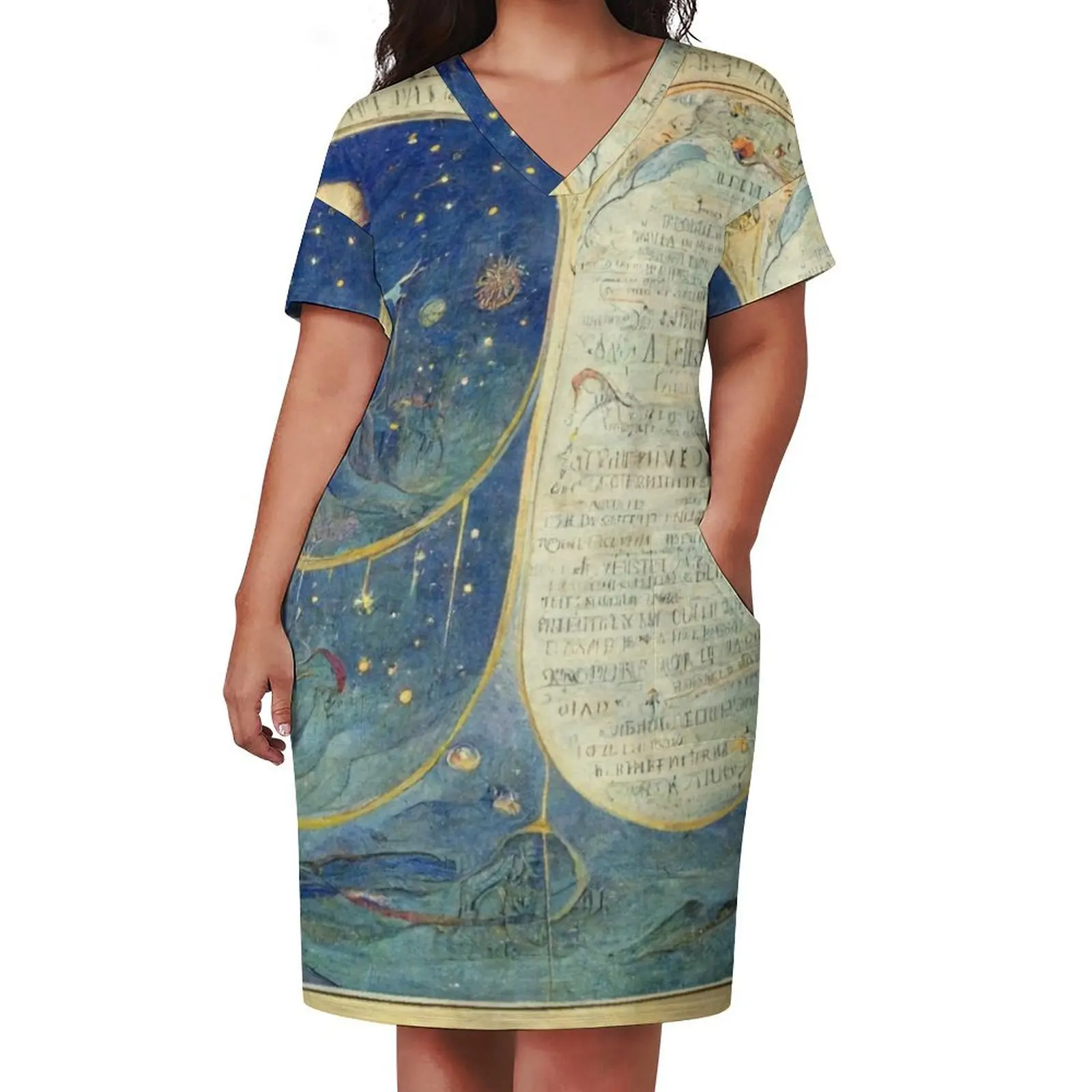 Illuminated Manuscript Loose Pocket Dress long dresses for women Elegant gown