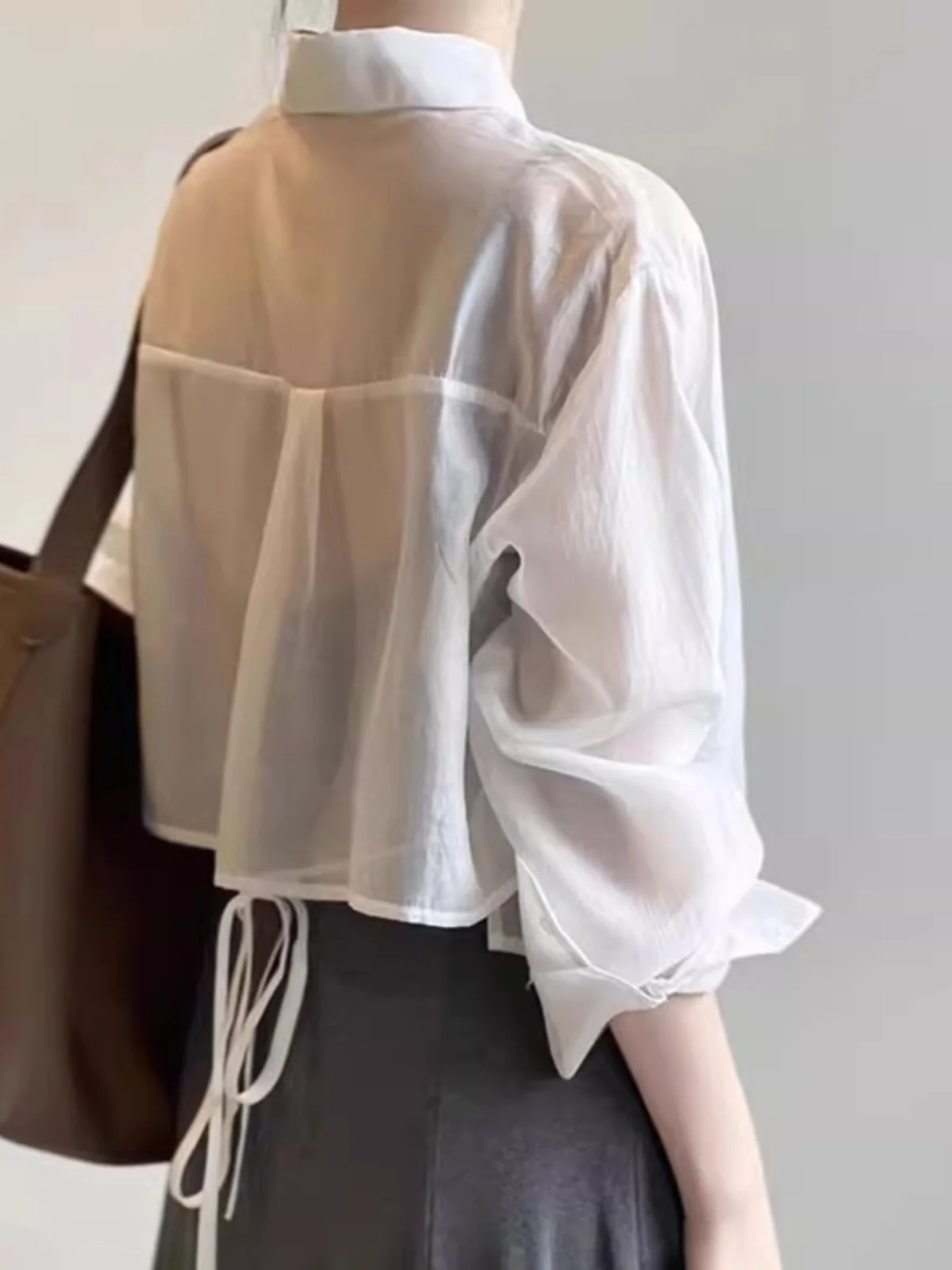 

Sun Protection Silk irt Women's ort Sle Belted Open Cardigan Top Thin Outerwear Small Size awl Coat Outer Jaet