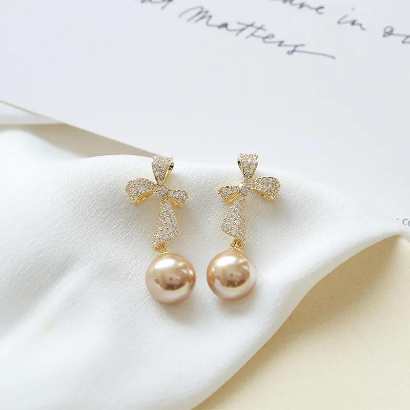 Elegant And Elegant Earrings, Long Earrings, Socialites, Internet Celebrity Earrings, Female Bow, Pearl Earrings, And Li Yu