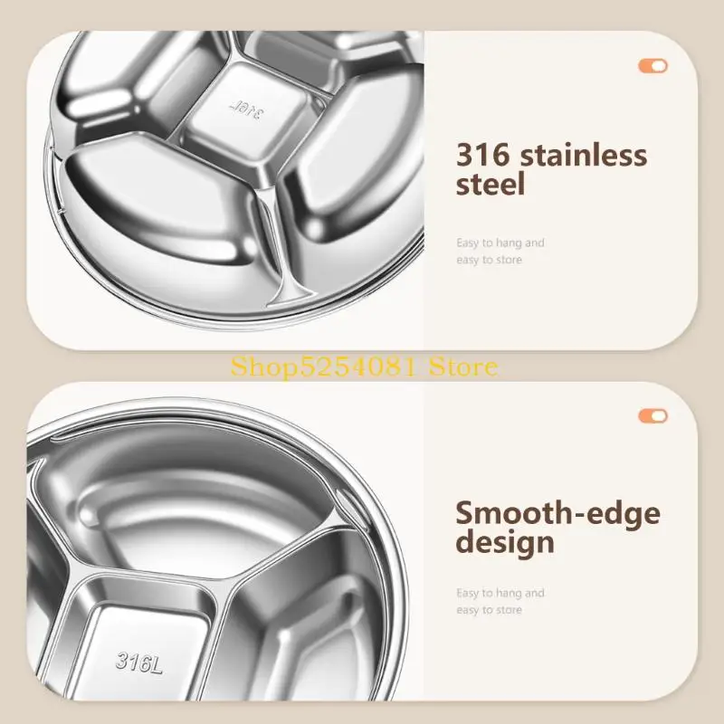 AXYC 316L Stainless Steel Food Serving Divided Steam Tray With Double Handle Separated Plate For Efficient Meal Preparation