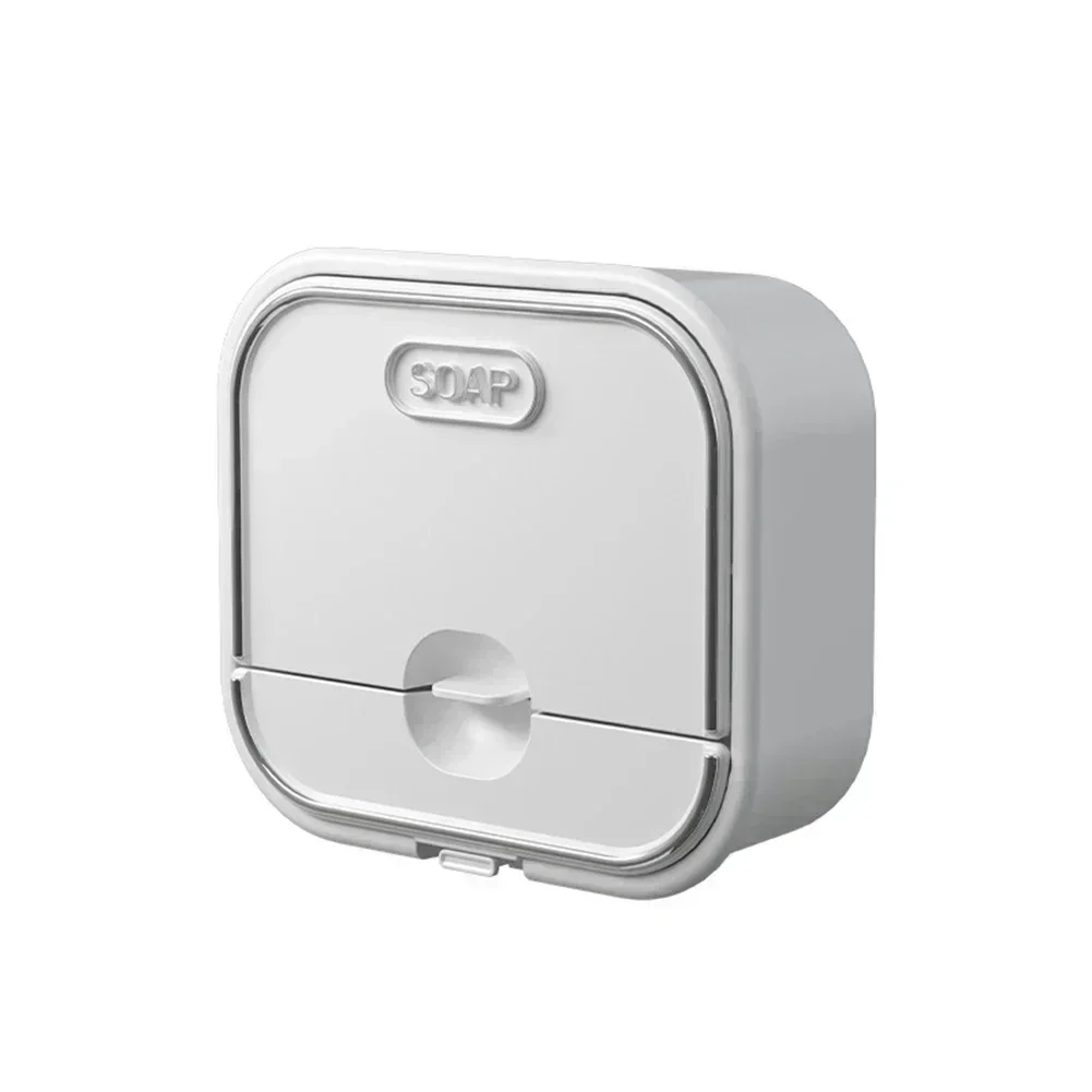 Dustproof Soap Box Punch-free Soap Holder Convenient Access Efficient Water Drainage Flip Top Design Punch-free Design