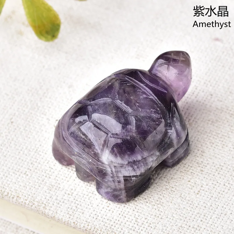 Hand Carved Turtle Figurine, Natural Stone, Jade Mini Tortoise, Crystal Craft, Chakra, Home Decor, 1.5\