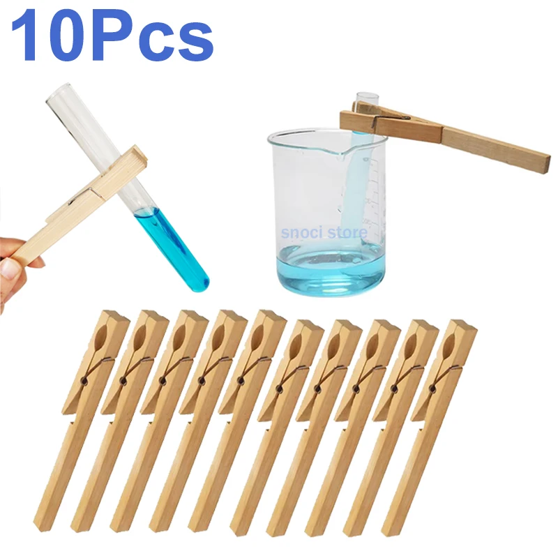Wood Test Tube Clip,Test Tube Holder Clamp Clip for Laboratory Equipment Testing Tool 18cm Length,10Pcs