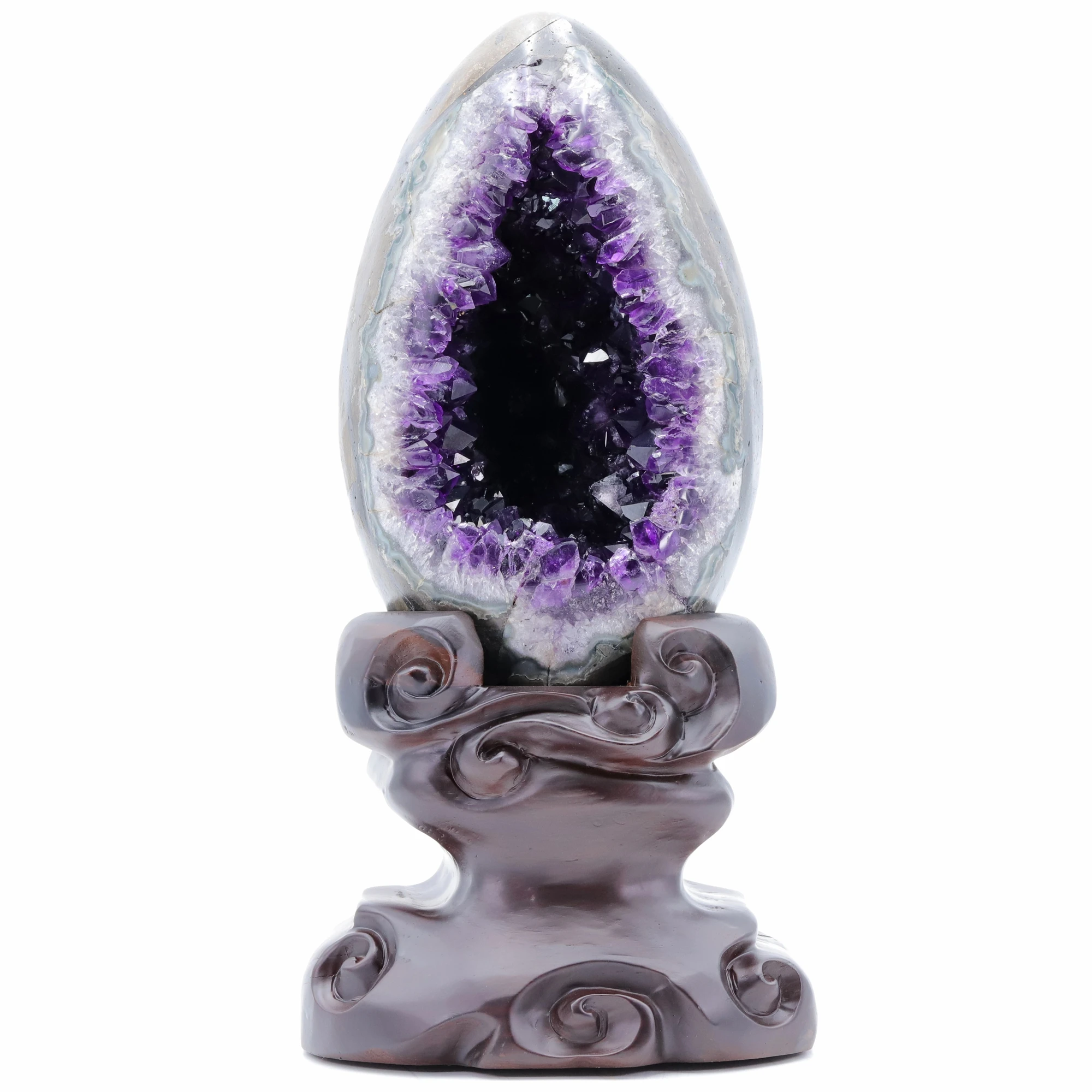 

Natural Amethyst Cluster Dinosaur Egg Quartz Crystal Mine Cave Specimen Reiki Healing Fortune Home Office Decoration