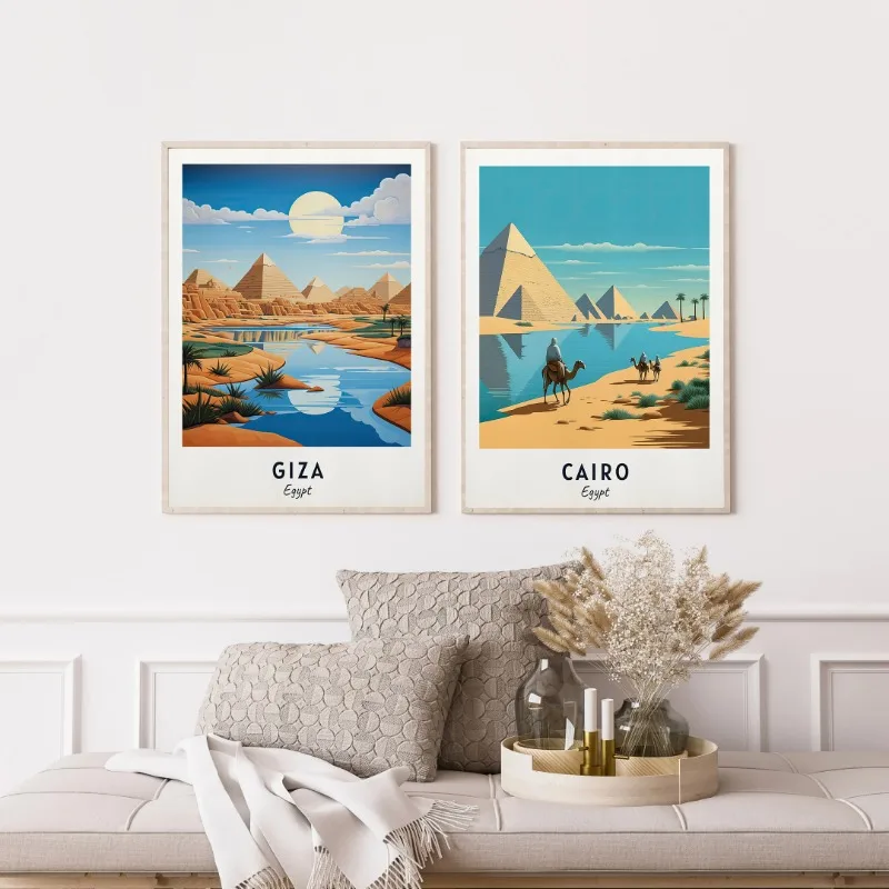 Egypt City Travel Cairo Giza Edfu Abu Simbel Temples Port Said Landscape Poster Africa Asia Scenery Art Painting Home Decor Gift