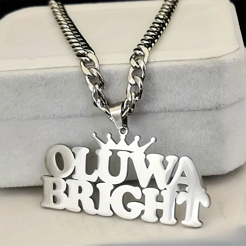 اسم مخصص قلادة قلادة الكوبية سلسلة الفولاذ المقاوم للصدأ الشرير الصخرة الهيب هوب نمط المختنق شخصية مخصصة صديقها هدية #4