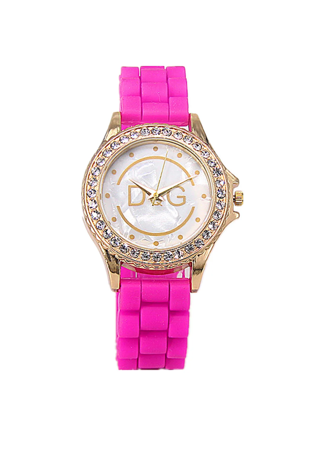 Luxury Famous DQG Brand Ladies Watch Rose Red Silicone Strap Sports Diamond Quartz Wrist Watches For Women Relogio Feminino Gift