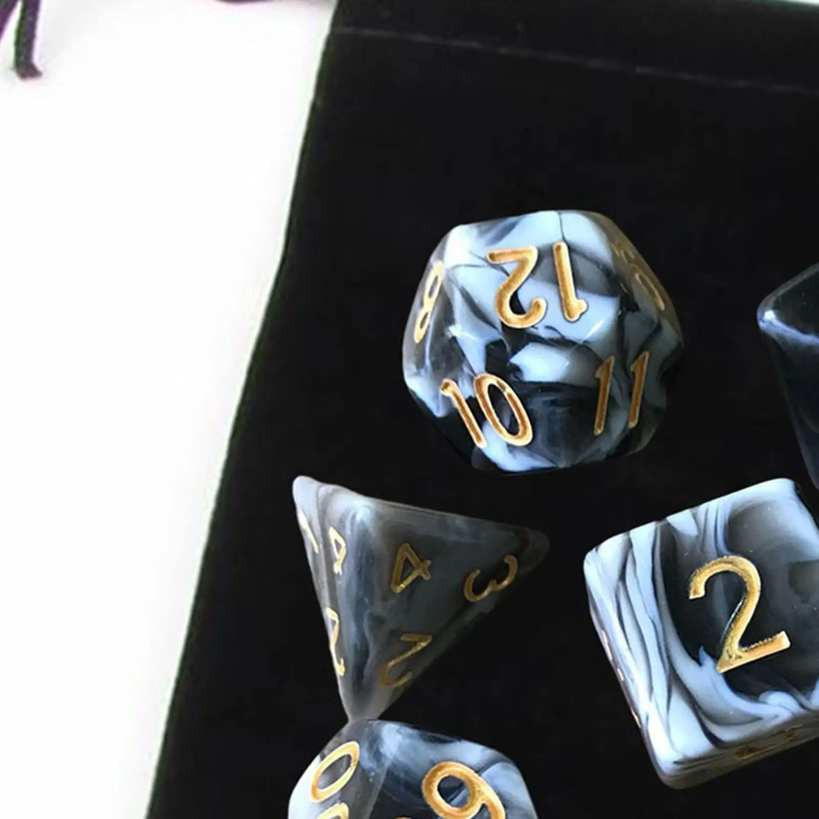 Pack of 7 Polyhedral Dices Set D8 D10 D12 D20 Bar Toys with Pouch for DND RPG