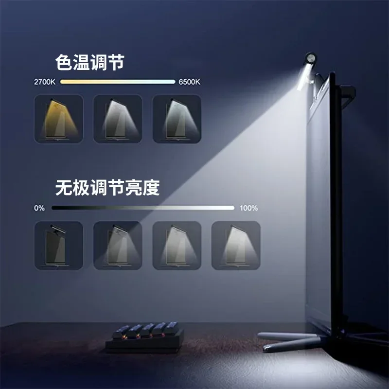 USB Desk Lamp para a tela do computador, Eye Protection Monitor Hanging Lamp, RGB ilusão