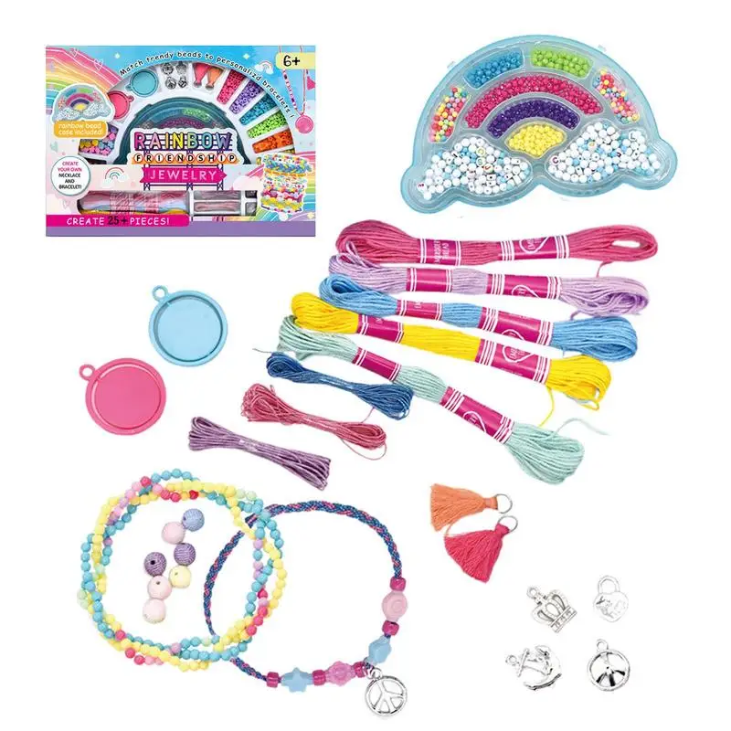 Kit de fabricación de joyas para niñas de 4 a 6 años, Kit de fabricación de joyas divertido, manualidades para niños, artes y manualidades para niños pequeños, Kit de fabricación de pulseras con dijes para niñas