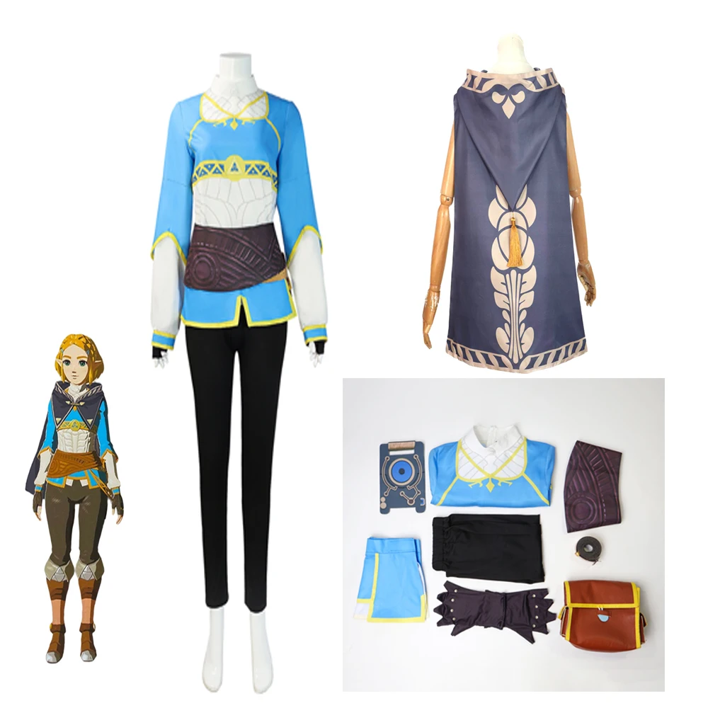 

Game Tears of the Kingdom Link Cosplay Costume Top Pants Cloak Outfit Fantasia Anime Girl Halloween Carnival Party Disguise Suit