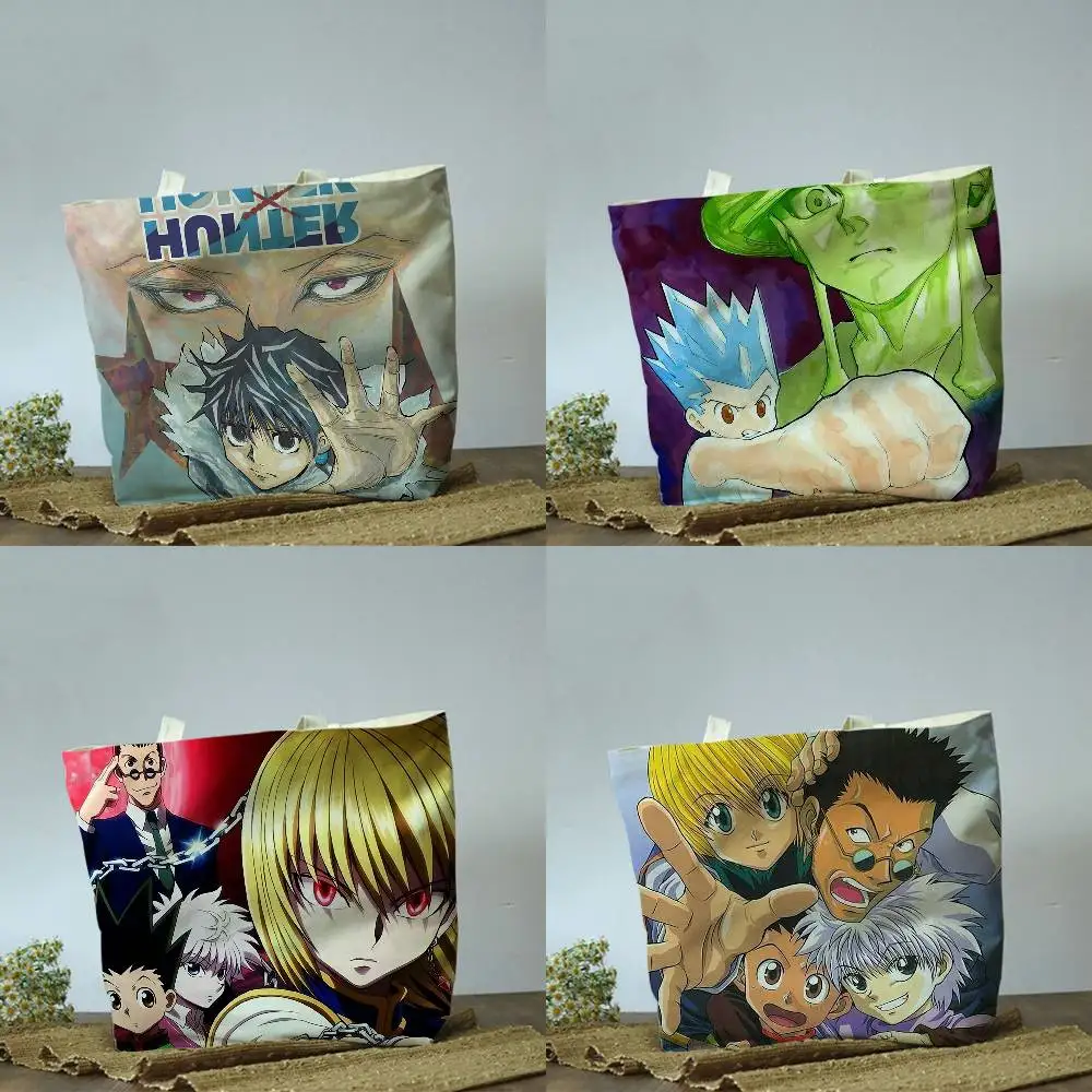 Hunter X Hunter Anime  Plain Beige Cotton Polyester Canvas Shoulder Bag for Grocery & Travel