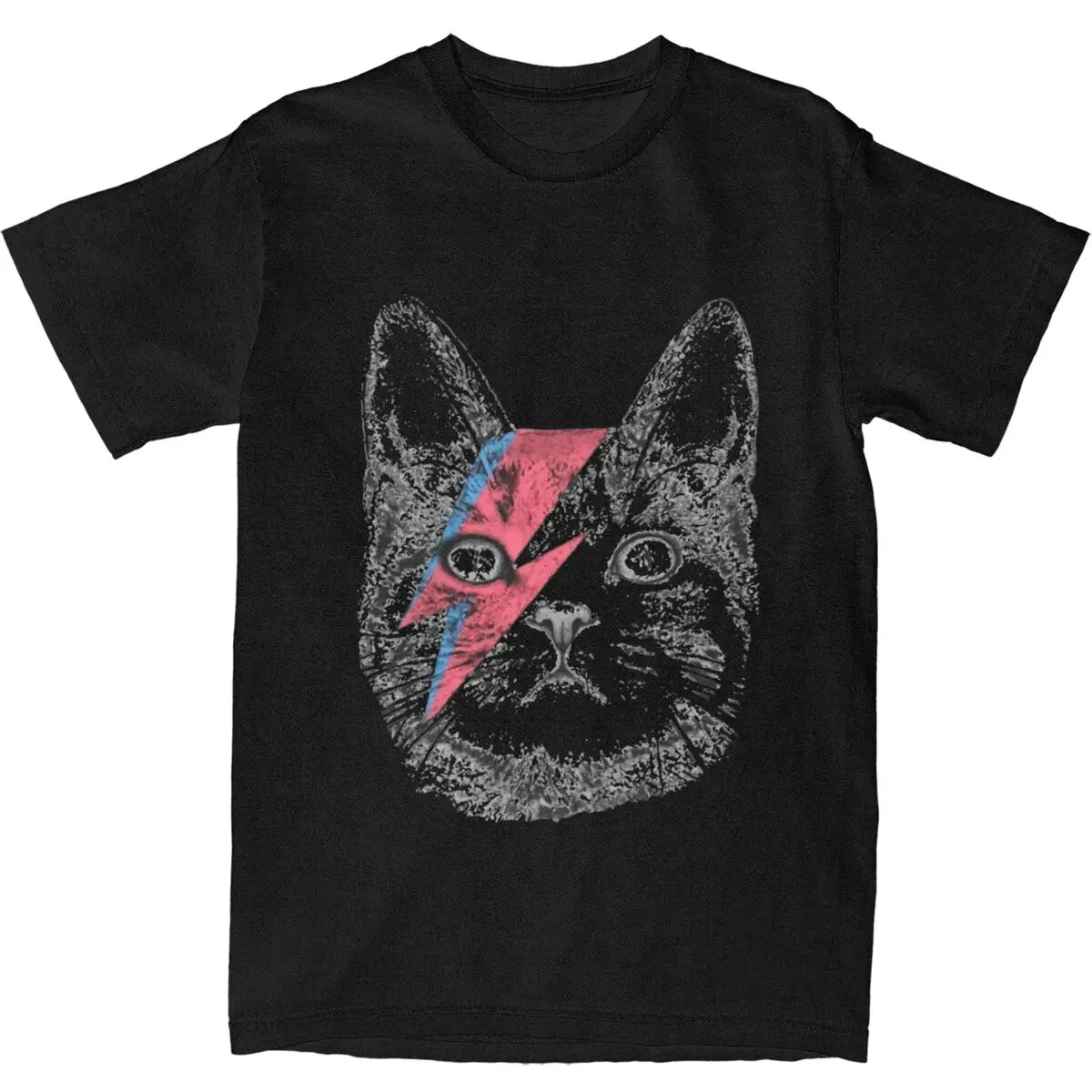 Lightning Cat T-Shirt Davids Star Bowied Leisure T Shirts Short Sleeves Vintage Tshirt Summer Cotton O Neck Oversized Top Tees