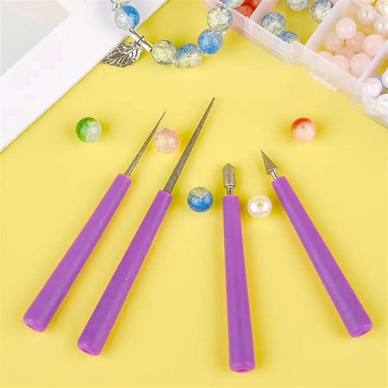 Tipped Bead Reamer Burr Beading Hole Enlarger Tools Puncher For DIY Jewelry Making Bead Reamer Beading Hole Tools