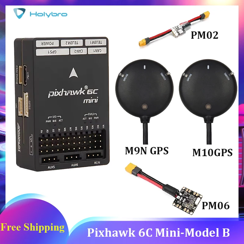 Holybro Pixhawk 6C Mini-Model B Flight Controller STM32H743 With PM02 V3 / PM06 Power Module and M9N / M10 GPS for RC FPV Drone
