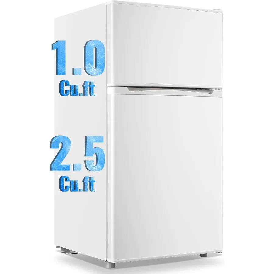 

3.5 Cu.Ft Compact Mini Fridge with Freezer for Office Dorm or Apartment Adjustable Thermostat with 7 Levels Removable Shelves M