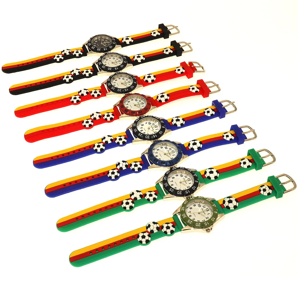 New Children's Boys 3D Cool Football Silicone Strap Watches Students Kids Sports Waterproof Quartz Watch Christmas Gifts