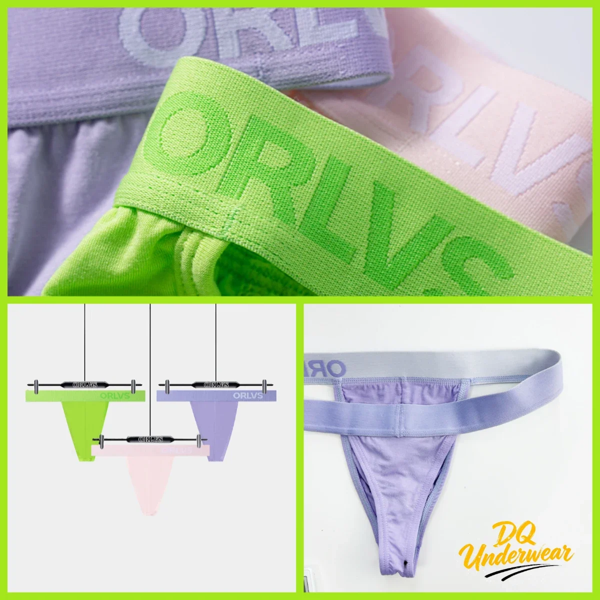 Macaron Color Men's G String Briefs Monotone Embossed Logo Elastic Waist Slim Fit Casual Underpants OR676