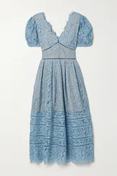 Quality Summer Midi Vestidos Holiday Sundress Short Sleeve Flower Embroidery Blue Lace Long Prom Dress Women