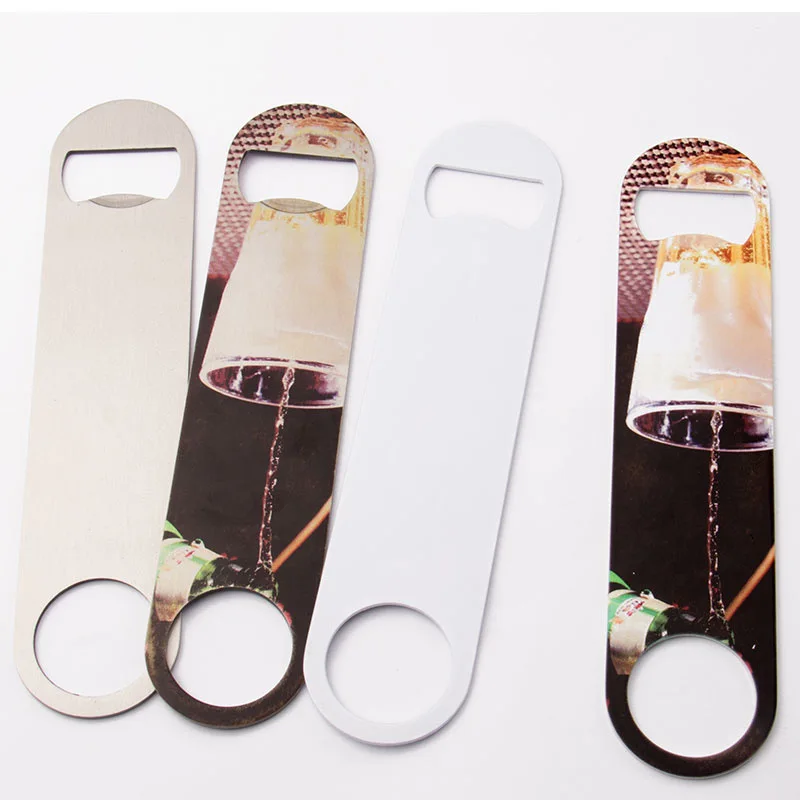 10pcs Sublimation Blank Beer Bottle Opener Silver Metal Flat Bottle Opener for Kitchen Restaurant Bar Party Tools