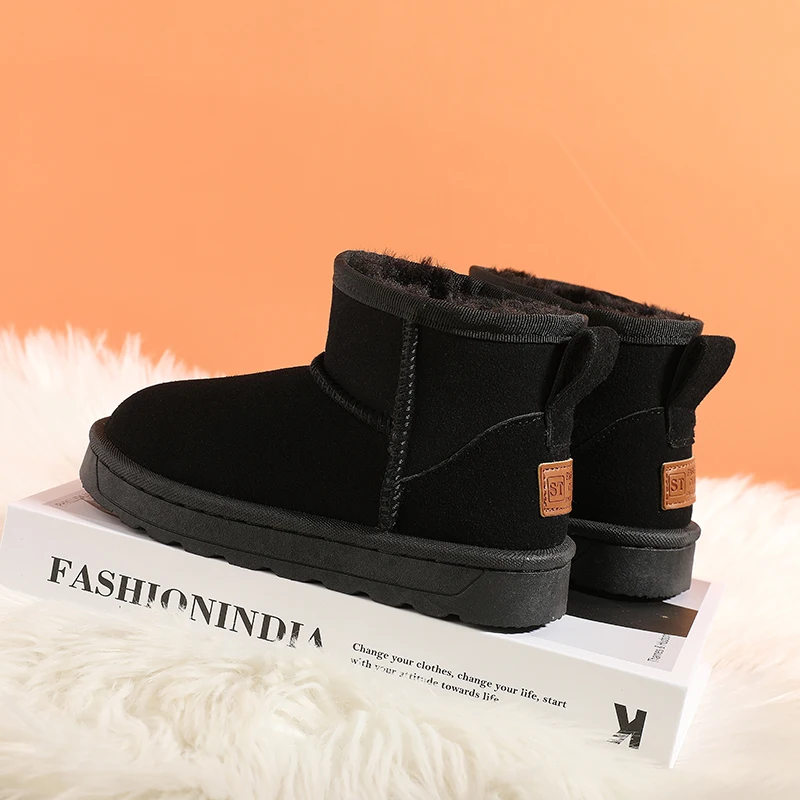 Botas de veludo e neve grossa infantil, antiderrapante, resistente ao desgaste, bota de algodão infantil, moda feminina, todos os fósforos, quente