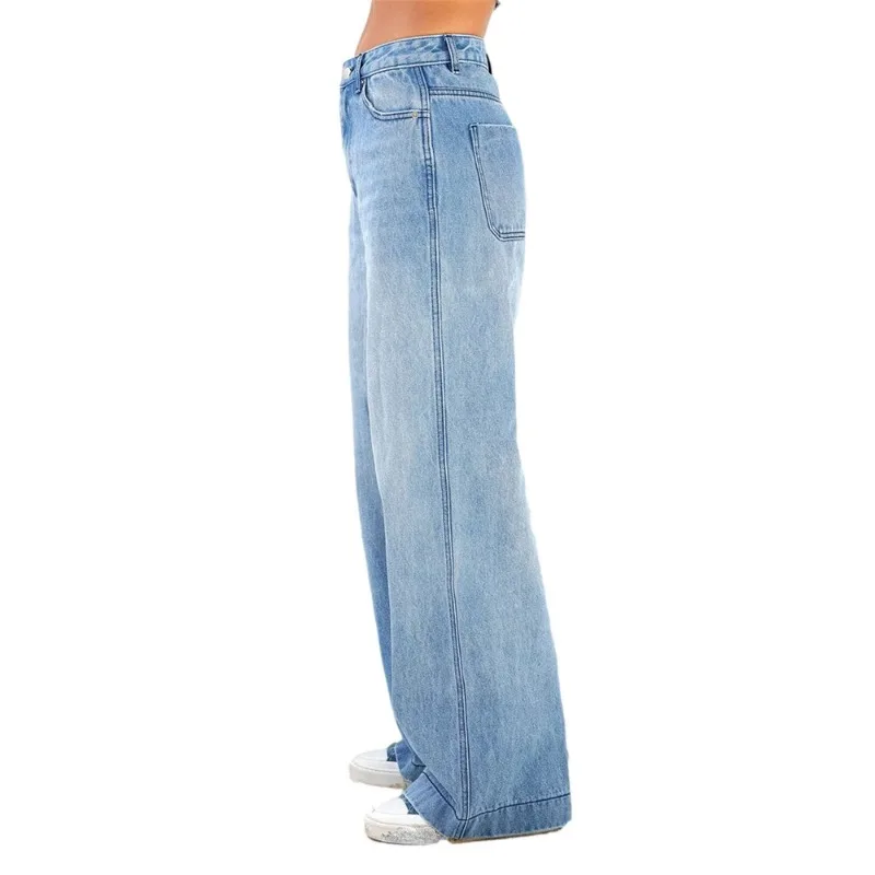 New Women's Wear European and American Loose Denim Wide Leg Pants Slimming High Waist All-match Jeans for Women