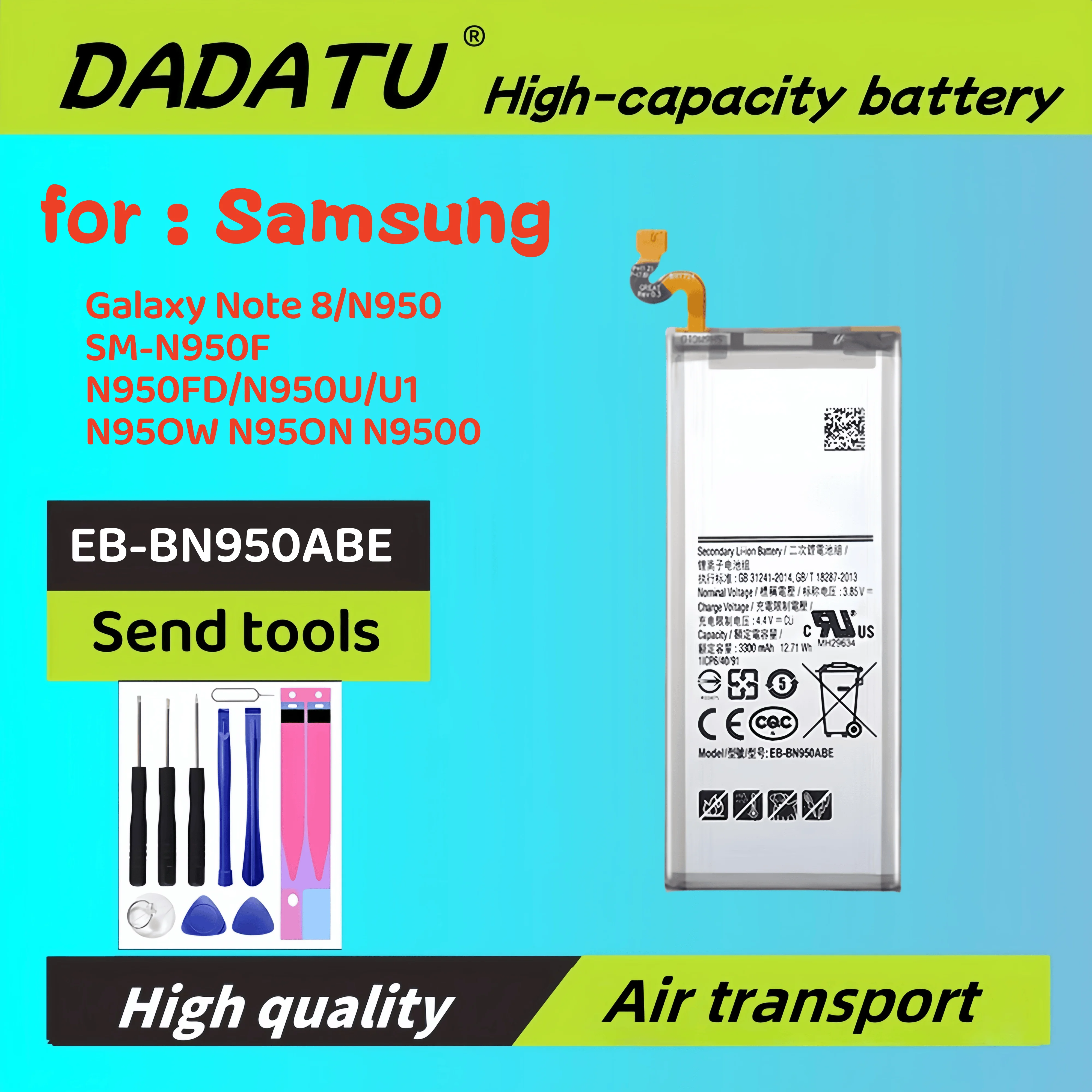 

Battery EB-BN950ABE 3300mAh For Samsung Galaxy Note 8 Note8 N950 SM-N950F N950FD N950U/U1 N950W N950N N9500 Bateria