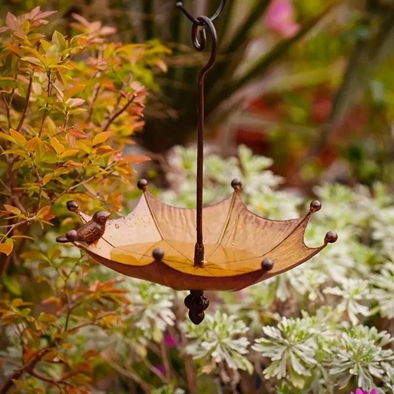 Hanging Bird Feeder Tray Outdoor Bird Bath Umbrella Wild Bird Feeder Tray Hummingbird Feeder Metal Tray