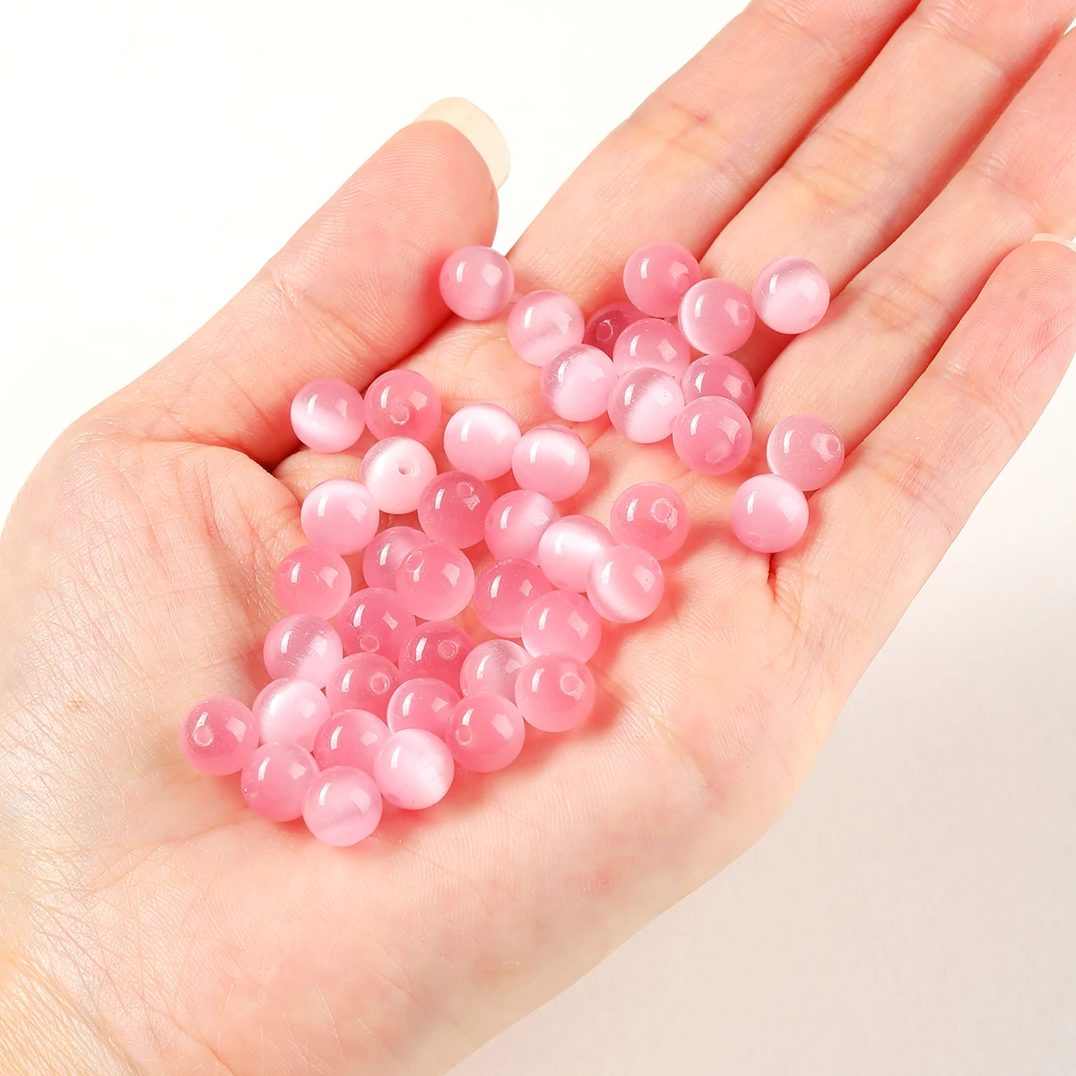 10pcs Dark Pink Cat Eye Beads 6mm Round Loose Beads for DIY Bracelet Necklace Jewelry Making Handmade Beading Craft Supplies