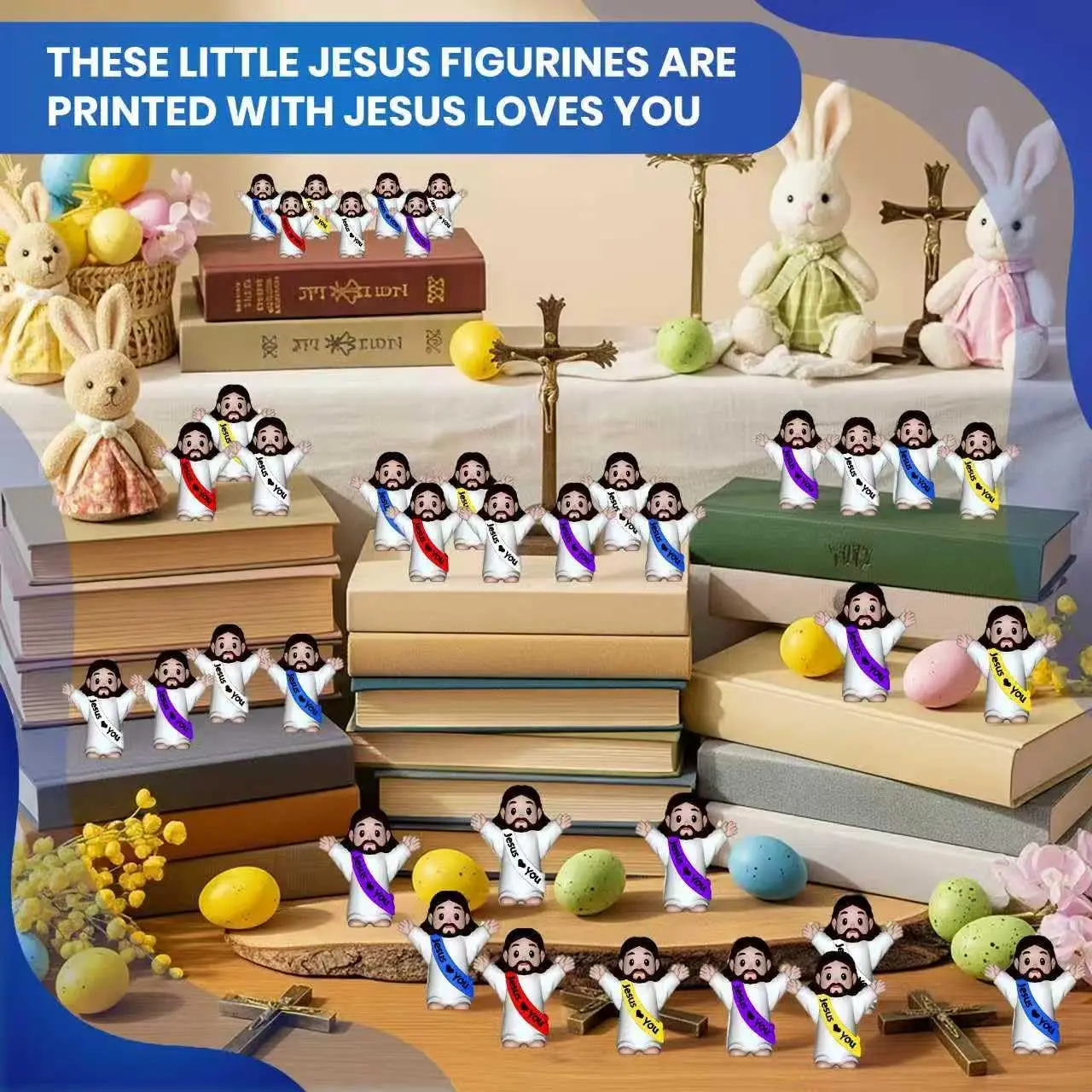 30-200Pcs Little Jesus Figures Jesus Loves You Figures Baby Jesus Figure Mini Jesus Bulk for Religious Gifts Easter Egg Fillers
