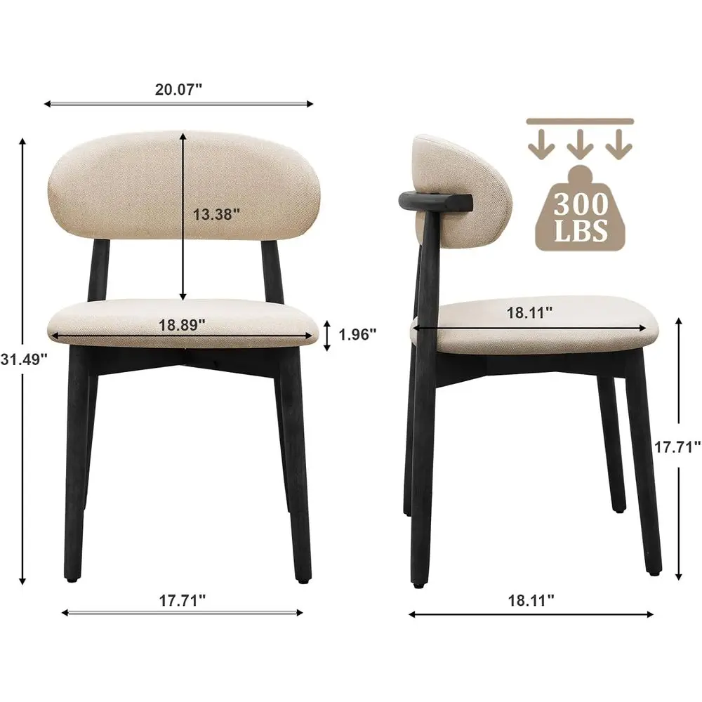 Set di sedie da pranzo moderne imbottite da 4 pezzi con poggiapiedi, tessuto beige, adatto per cucine di metà secolo e fattoria e ca