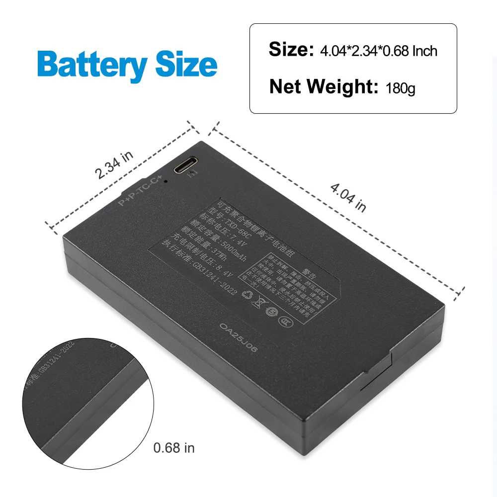 5000mAh TXD-68C TZ68-C Smart Door Lock Lithium Battery Universal C+ C-T P-P+ Interface for Fingerprint Electronic Code Locks
