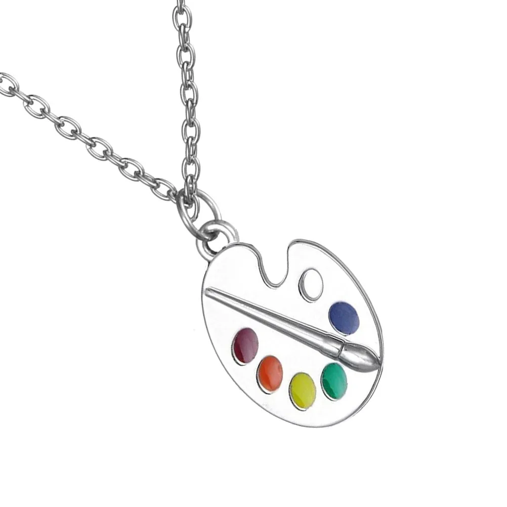 

Palette Pendant Necklace Painting Design Creative Alloy Art Jewelry For Women Gift Idea Fashion Accessory Decor