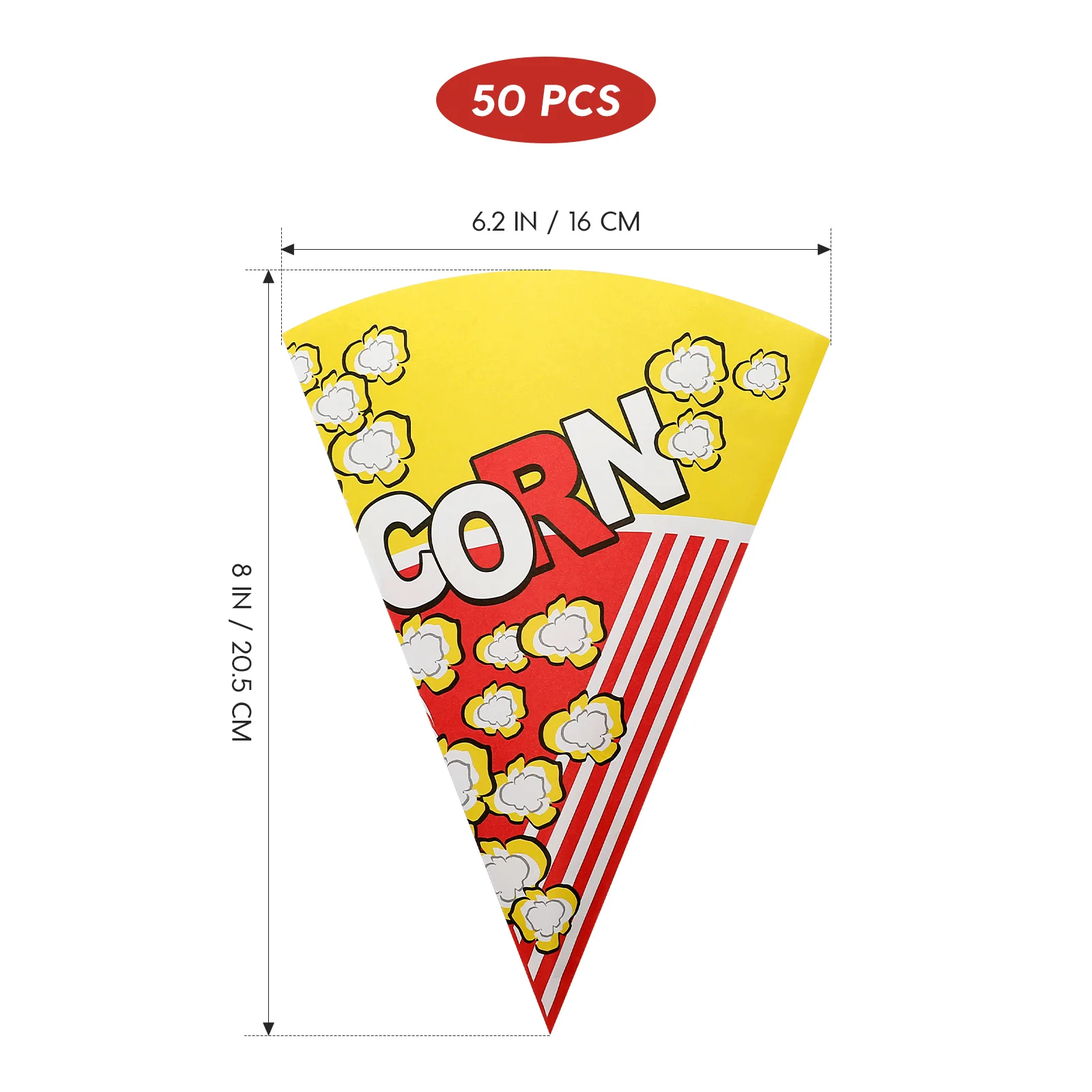 50pcs Paper Popcorn Bag Container Cone Shaped Popcorn Wrapper Holder Packing Pouches For Movie Party Snack Bag