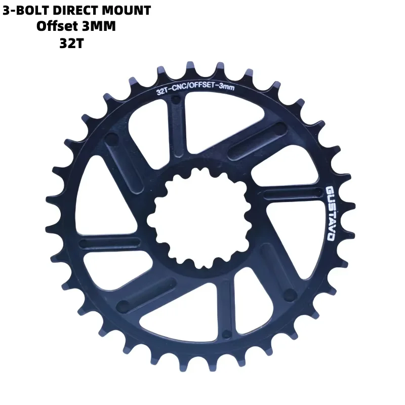 GUSTAVO MTB Fahrrad-Kettenblatt 3-Bolzen-Direktmontage, 3 mm versetzt, schmale Zähne, Kettenrad, Kinderfahrrad-Kurbelgarnitur 26/28/30/32T – Detail 7