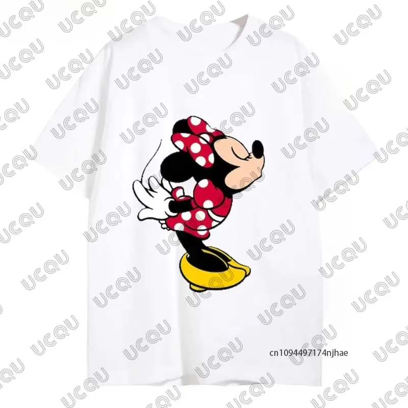 Camiseta de algodón con estampado de Mickey Minnie de Disney para parejas, ropa de calle informal diaria para hombres y mujeres, camisetas con cuello redondo, novedad de verano 2026