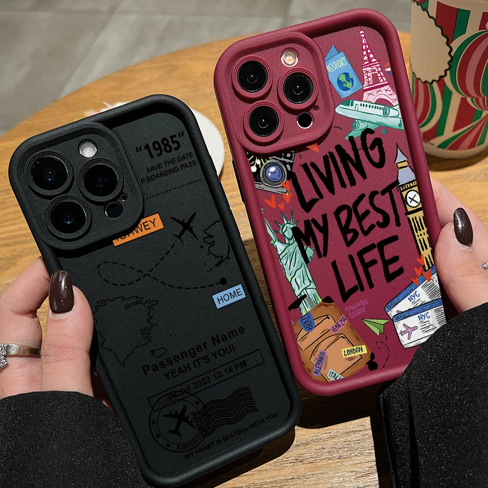 Flight Route Statue of Liberty Phone Case for Vivo V30 SE V30e V29 V25 V23 V21 V23e Y50 Y36 Y35 Y29 Y28 Y21 Y20 Y17 4G 5G Cover