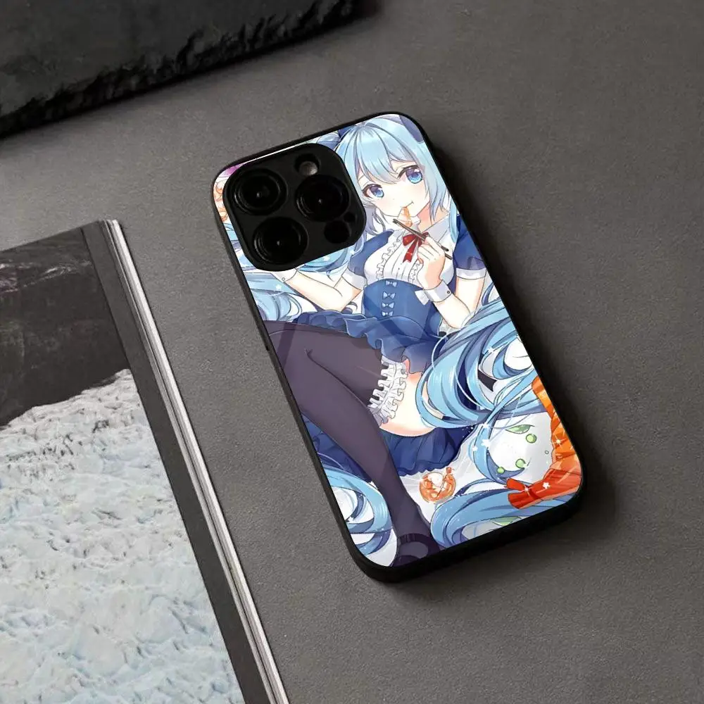 H-Hatsune ponytail M-Miku Phone Case for Iphone 15 14 12 11 13 Pro Max Pro  Mini Puls glass protective case