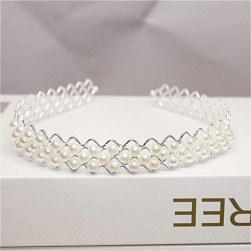 عصابة رأس لؤلؤية للنساء على الطراز الكوري، مشابك شعر أنيقة متعددة الاستخدامات للاستخدام اليومي