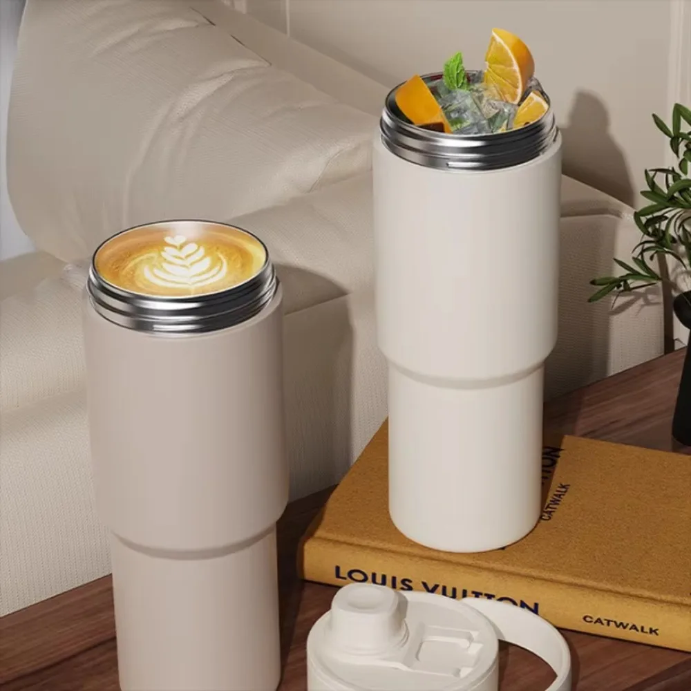 720ML Large Capacity Double Lid Straw Tumbler with 316 Stainless Steel Inner Thermal Insulated Cup Portable for Car Travel Use