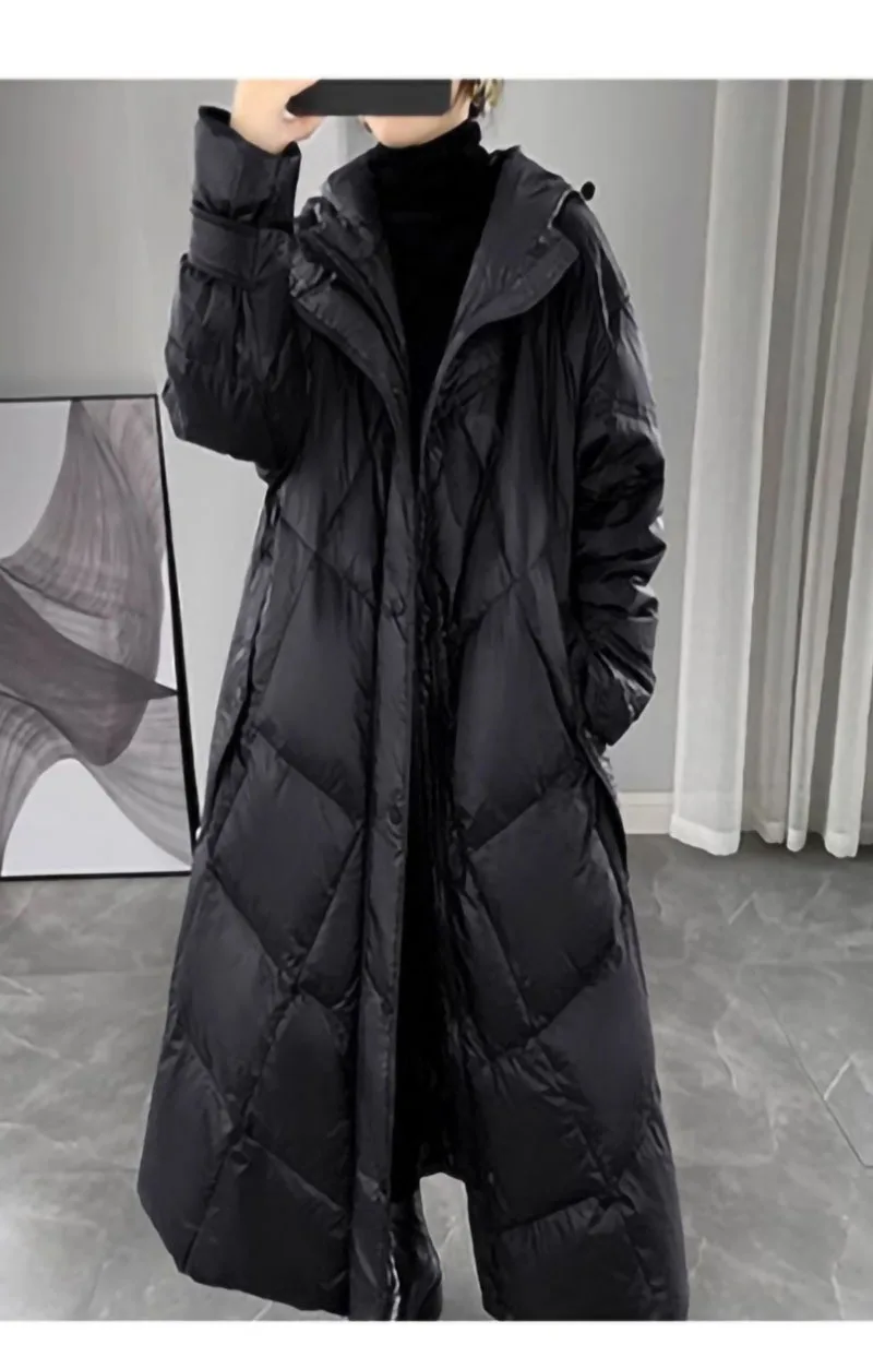 2026 Fashion Down Cotton-padded Jacket Women's Winter X-long Parkas Thicken Warm Top Hooded Coat Loose A-line Quilted Outerwear