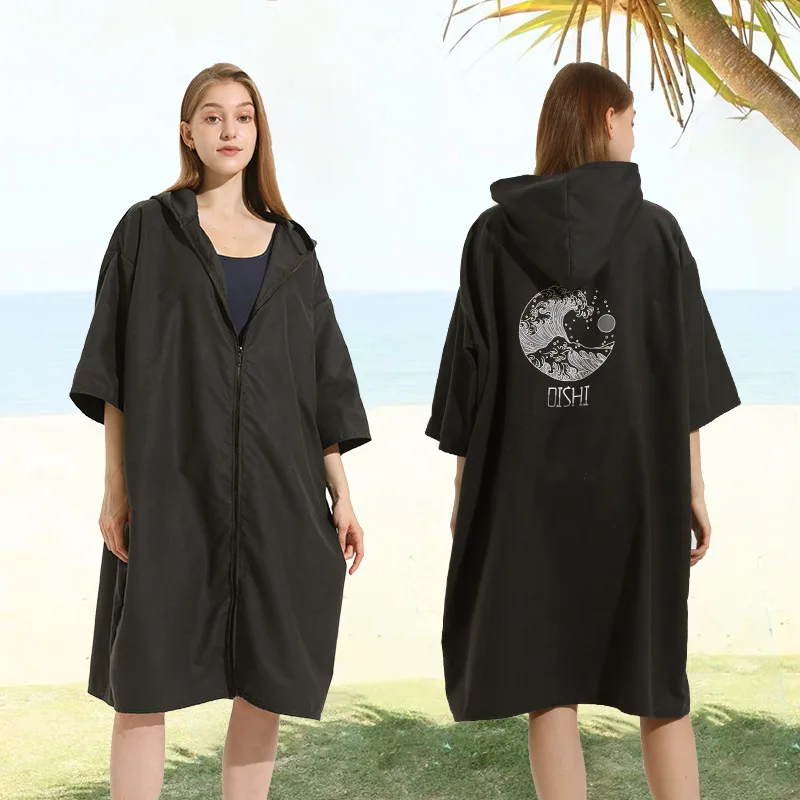 

Microfiber Surf Poncho Changing Bath Robe Quick Dry Pool Swimming Beach Towel with Hood Wetsuit