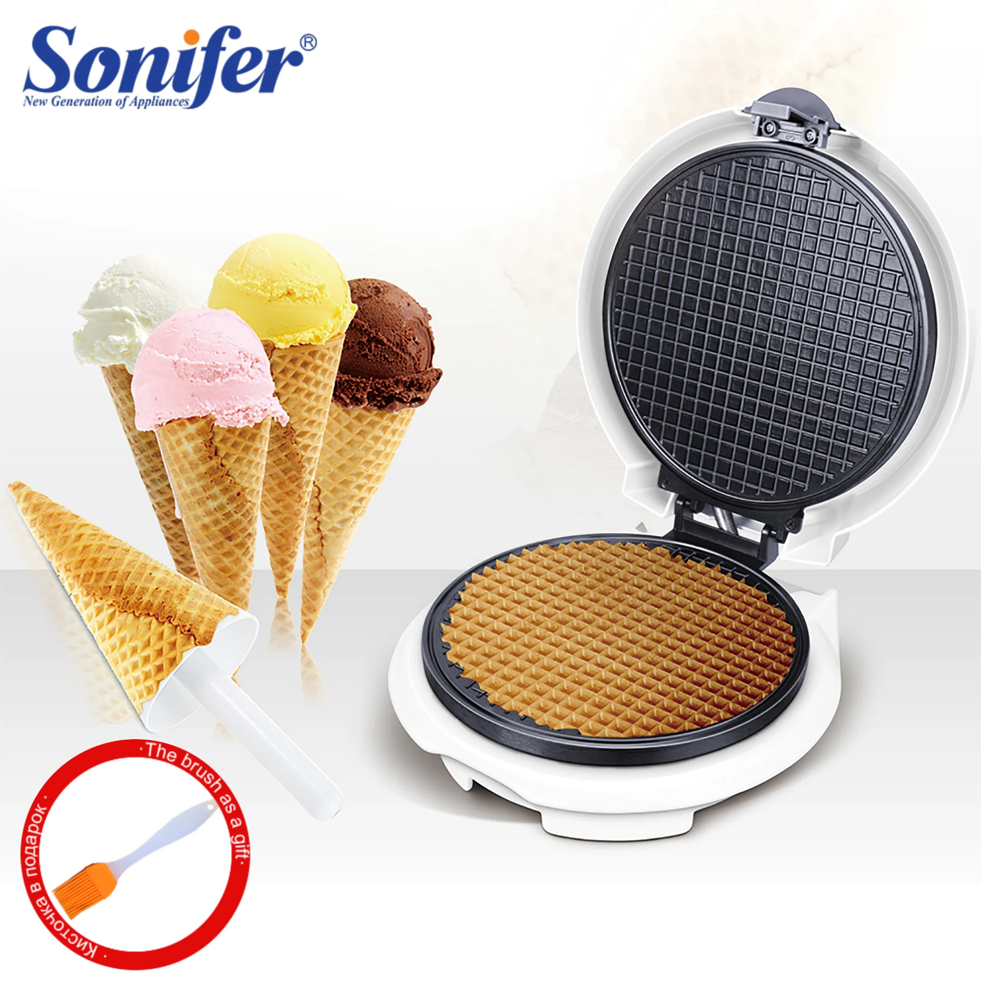 Sonifer-máquina eléctrica para hacer rollos de huevo, molde de tortilla crujiente, molde para hornear crepé, utensilios para hornear, máquina de cono de helado DIY