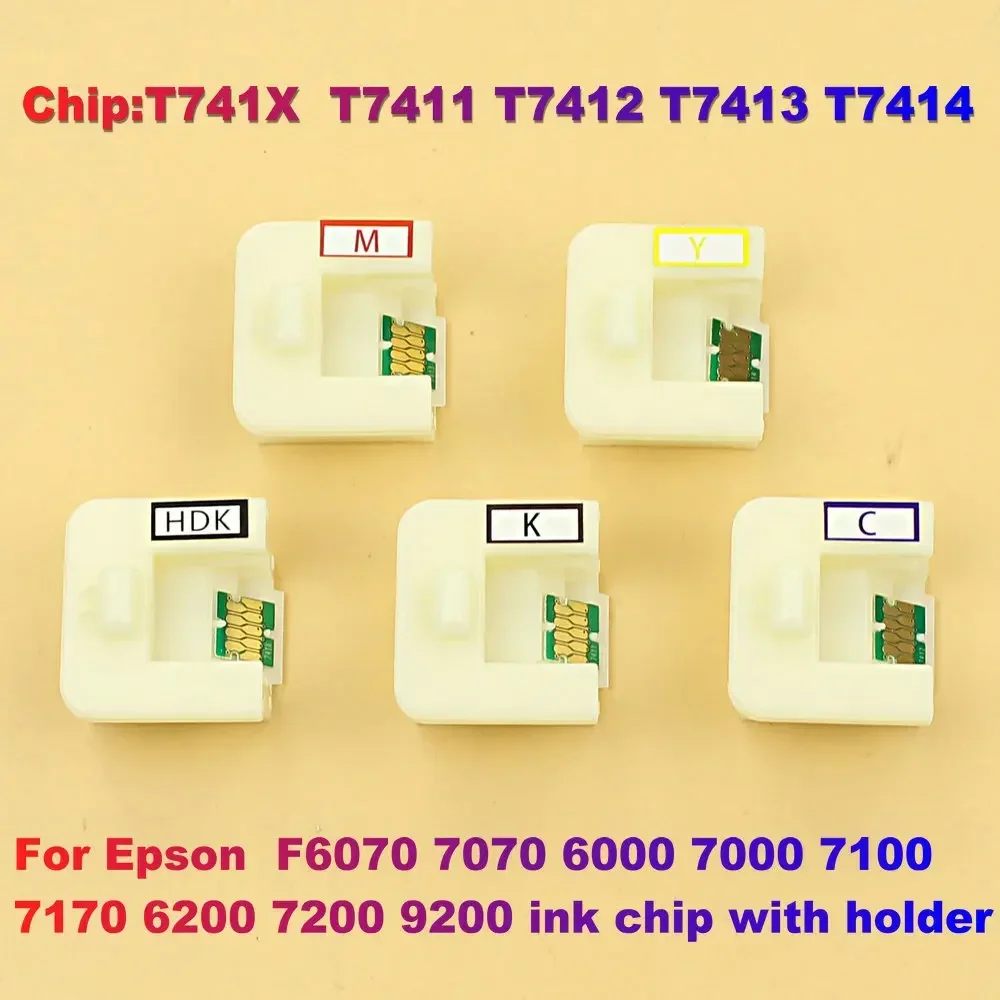 F6070 T741X 7411 7414 Cartridge Chip Ink Chip With Holder Chip Cap For Epson Surecolor 7070 6000 7000 7100 7170 6200 7200 9200