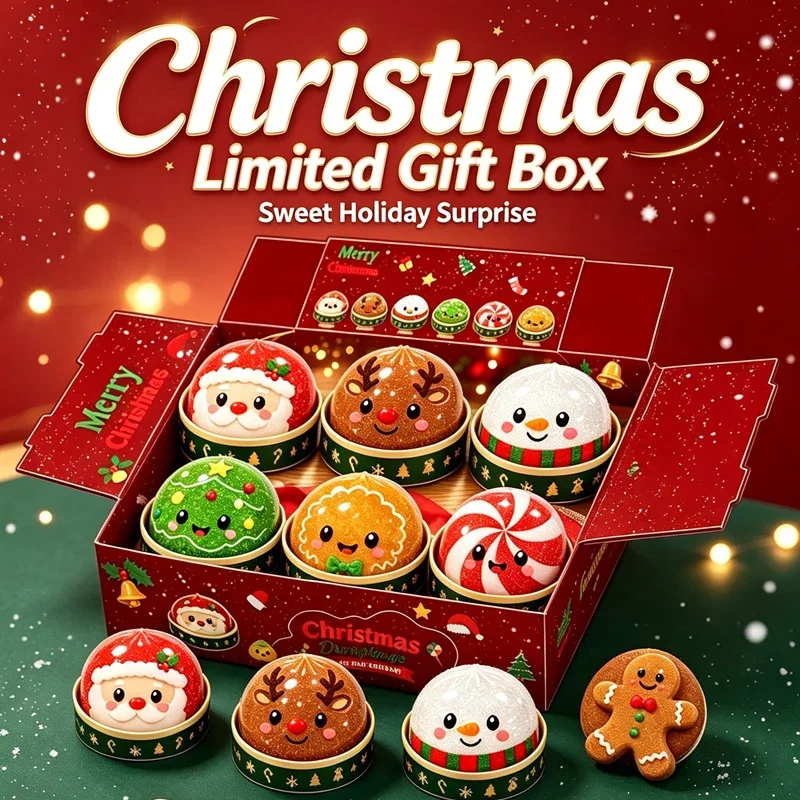 Christmas Dumplings Steamed Stuffed Bun Toy Glitter Mud Fun Decompression Toy For Funny Stress Anxiety Relief Squeeze Prank Toy