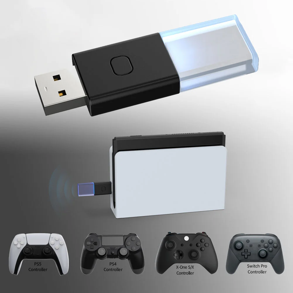 5.0 USB Receiver Wireless Controller Dongle for Switch Xbox BT for PC / Android Box Gamepad Converter for PS4/5 for Xbox One S/X